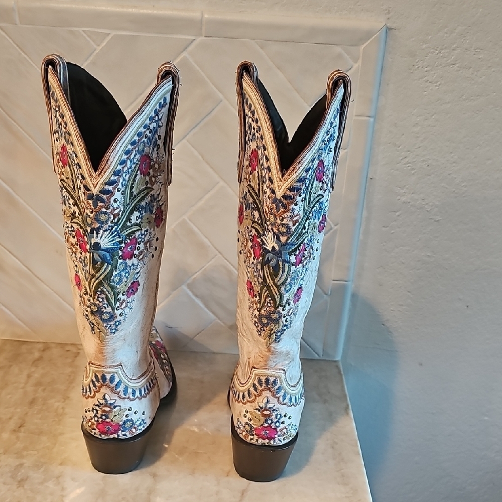Lane Boots Floral Heeled Womans Boots - Picture 5 of 15